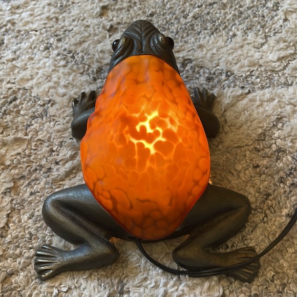 Vintage Cast Iron Art Glass Frog Light - Picture 4 of 11